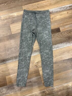ZYIA Olive Green Marble-Print Leggings